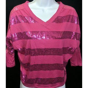 Only Sky Striped Lace Back Sequin Top